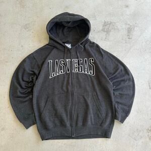 Grey Las Vegas Spellout Zip up Hoodie